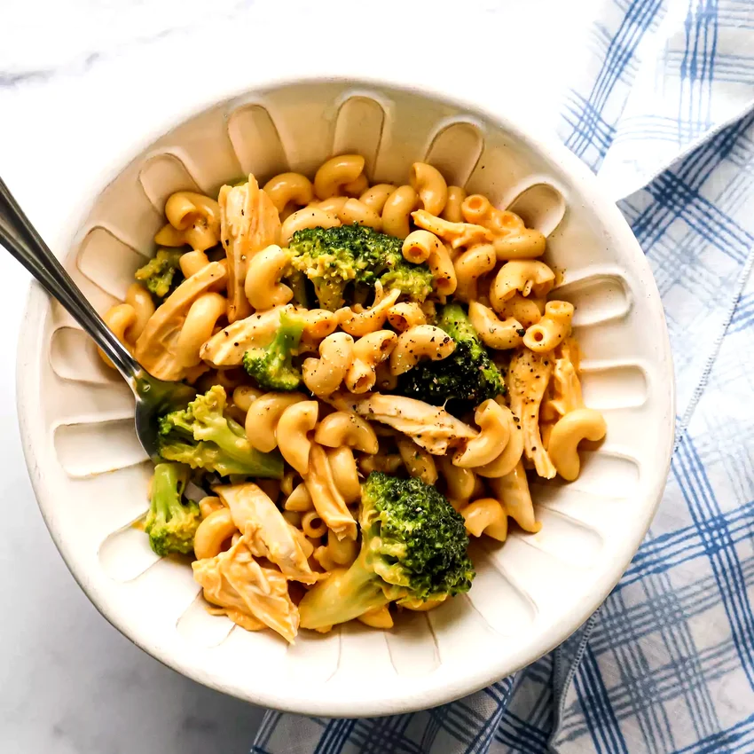 3-Ingredient Broccoli Mac & Cheese with Rotisserie Chicken