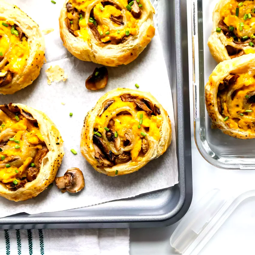 3-Ingredient Egg & Mushroom Puff Pastry Rolls