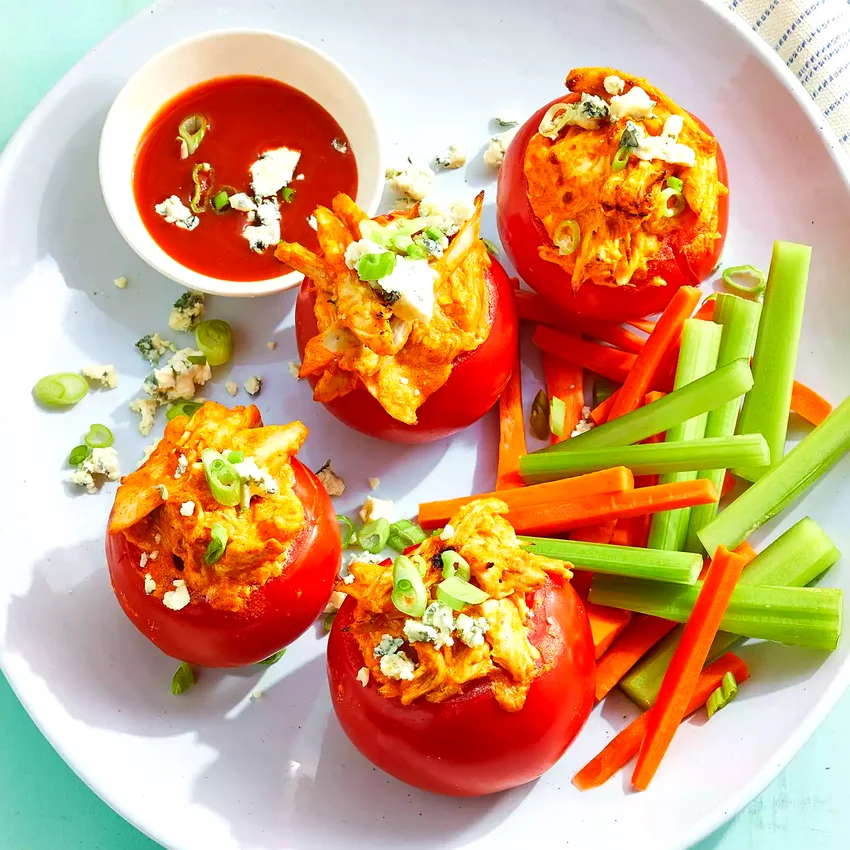 Air-Fryer Buffalo Chicken-Stuffed Tomatoes