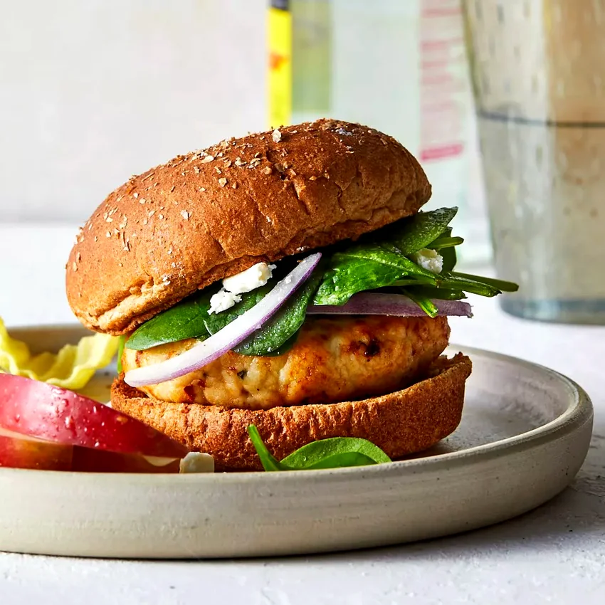 Air-Fryer Spinach & Feta Turkey Burgers
