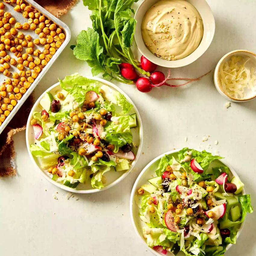 Air-Fryer Tahini-Dressed Crispy Chickpea Salad