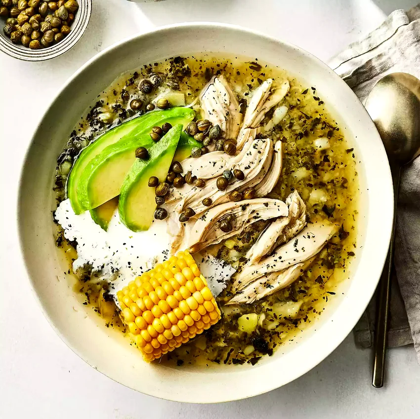 Ajiaco Bogotano (Potato Soup with Corn, Chicken & Capers)