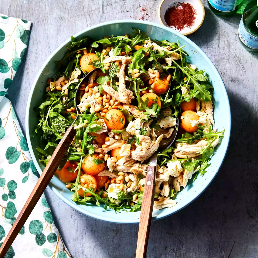 Arugula, Chicken & Melon Salad with Sumac Dressing