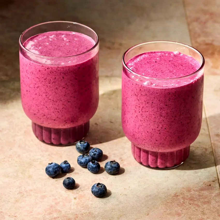 Blueberry-Peach Chia Seed Smoothie