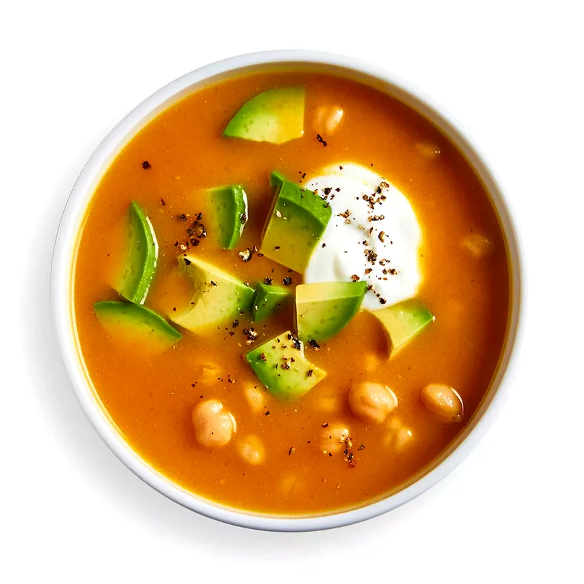 Butternut Squash Soup with Avocado & Chickpeas