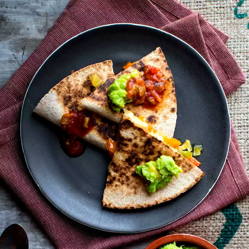Cheese Quesadillas with Peppers & Onions