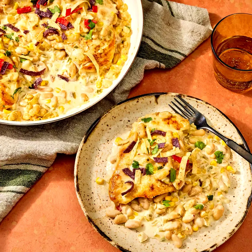 Cheesy Chicken & White Bean Skillet