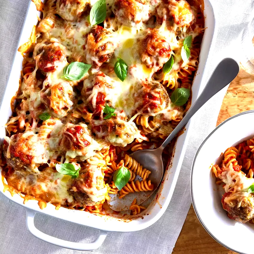Cheesy Meatball Casserole