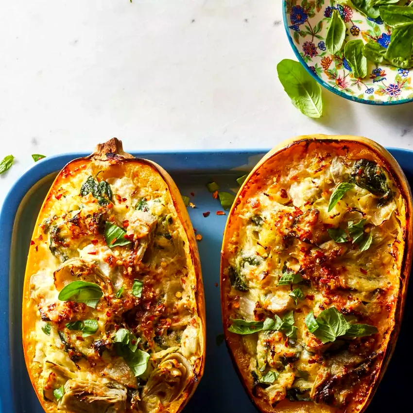 Cheesy Spinach-&-Artichoke Stuffed Spaghetti Squash