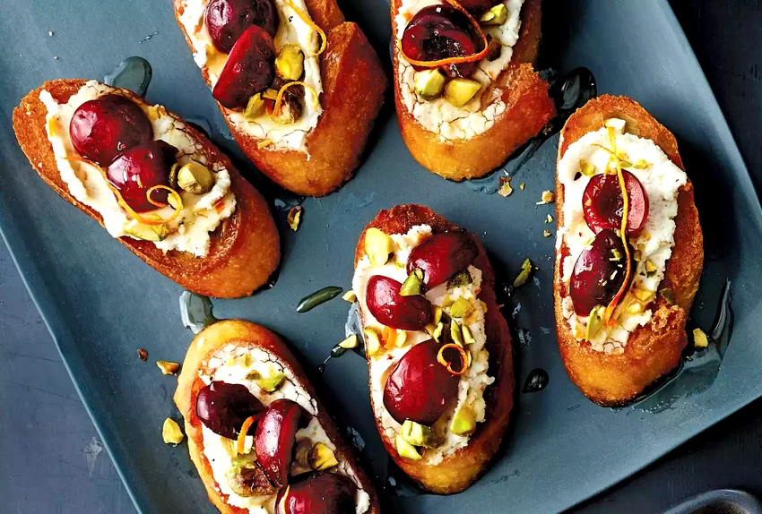 Cherry & Goat Cheese Crostini