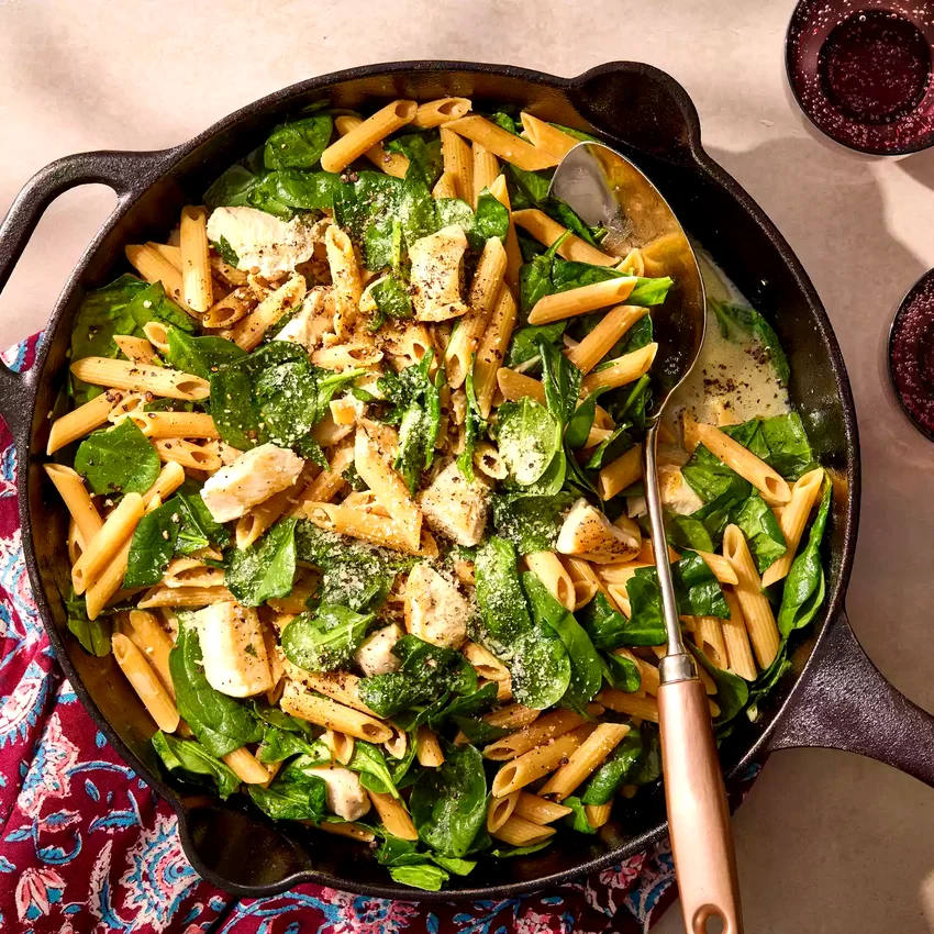 Chicken & Spinach Skillet Pasta with Lemon & Parmesan