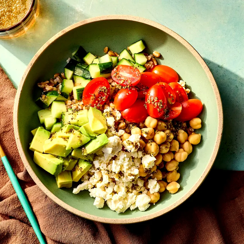 Chickpea Grain Bowl with Feta & Tomatoes