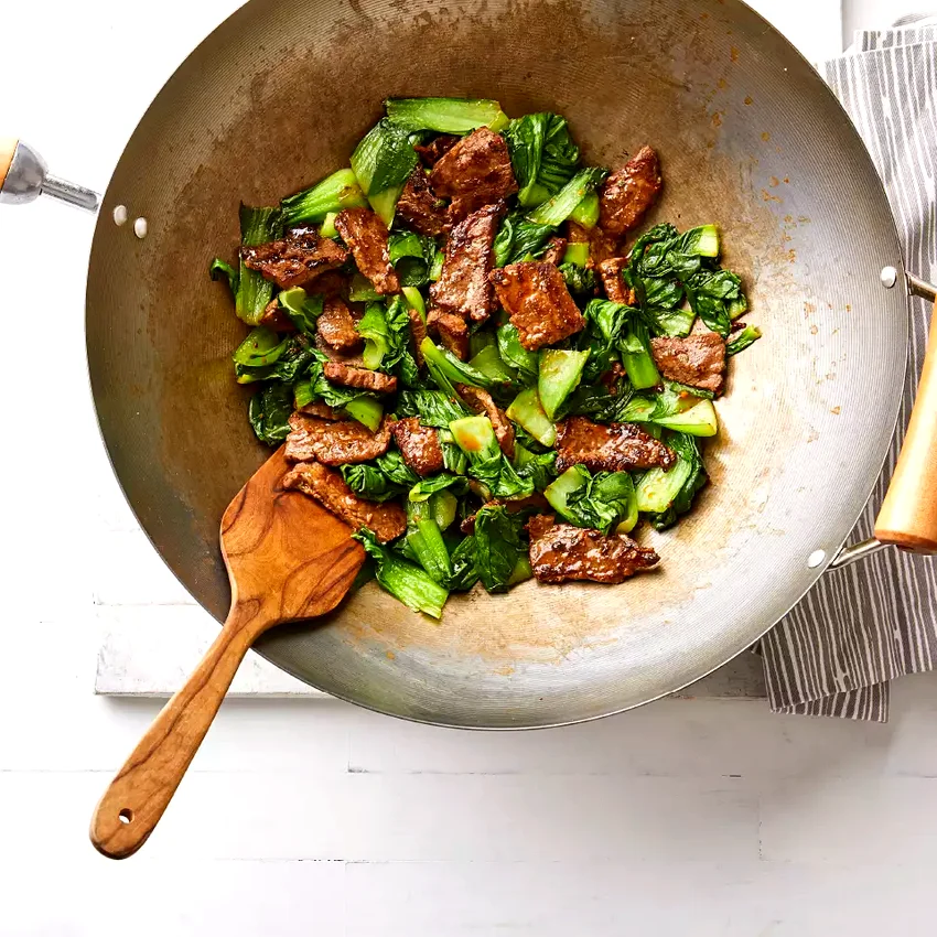 Chinese Ginger Beef Stir-Fry with Baby Bok Choy