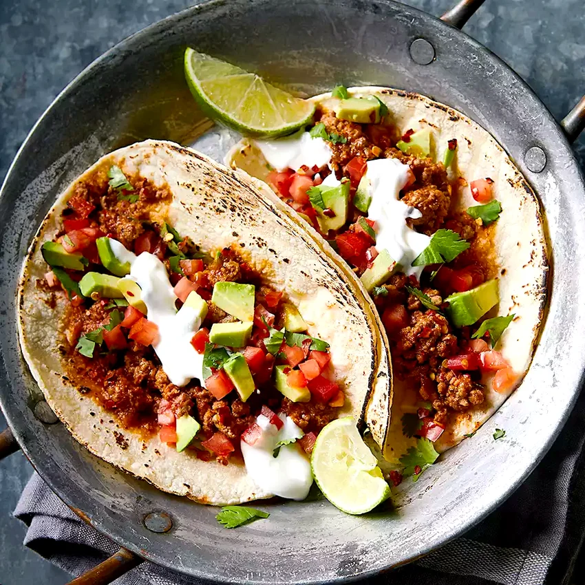 Chipotle Beef Tacos with Tomato-Avocado Pico de Gallo