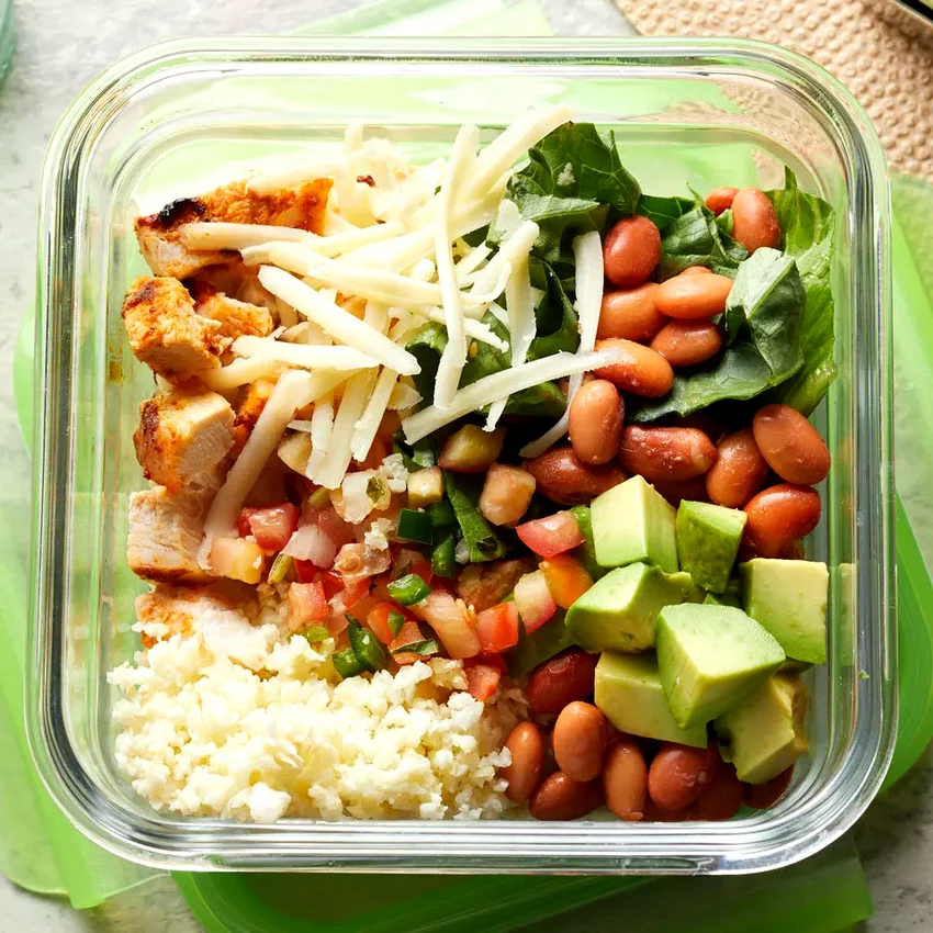 Chipotle Chicken Burrito Bowl with Cauliflower Rice