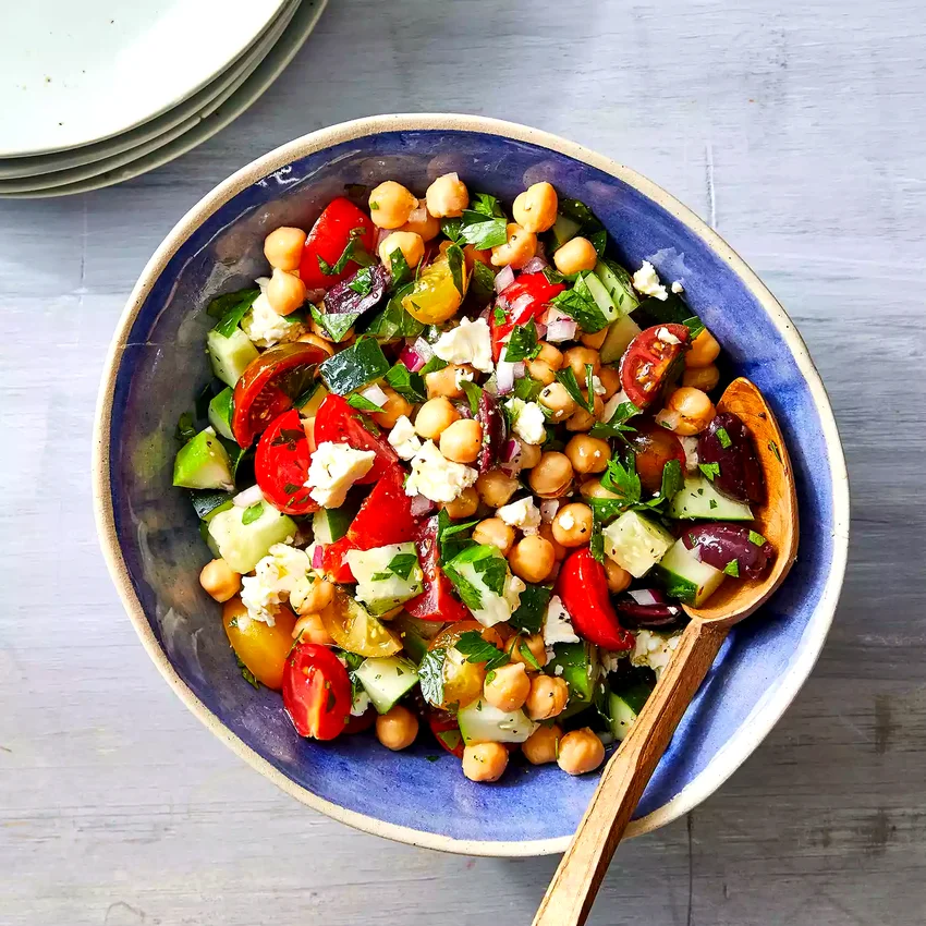 Chopped Salad with Chickpeas, Olives & Feta