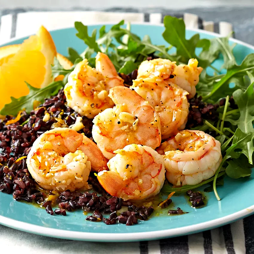 Citrus Shrimp with Black Rice