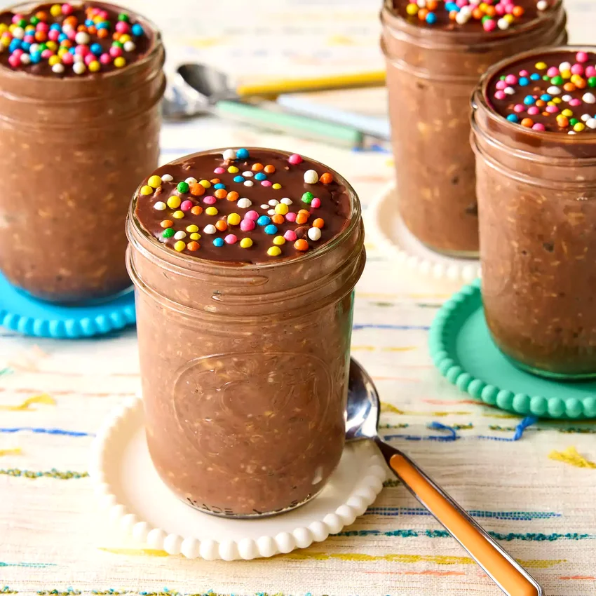 Cosmic Brownie–Inspired Overnight Oats