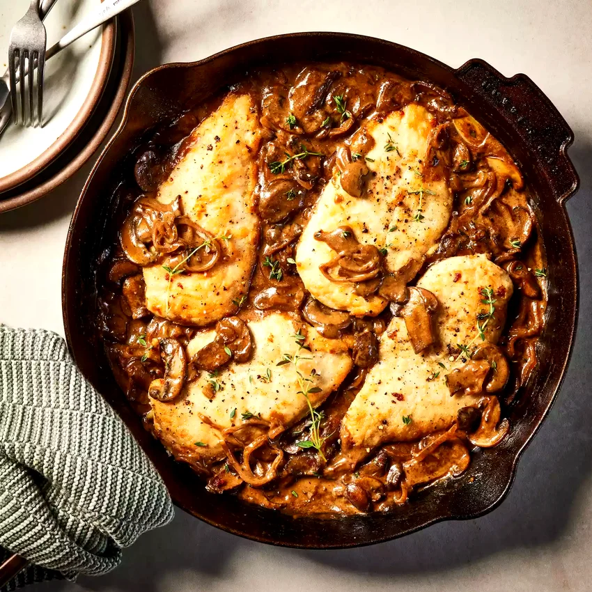 Creamy Balsamic Chicken & Mushroom Skillet