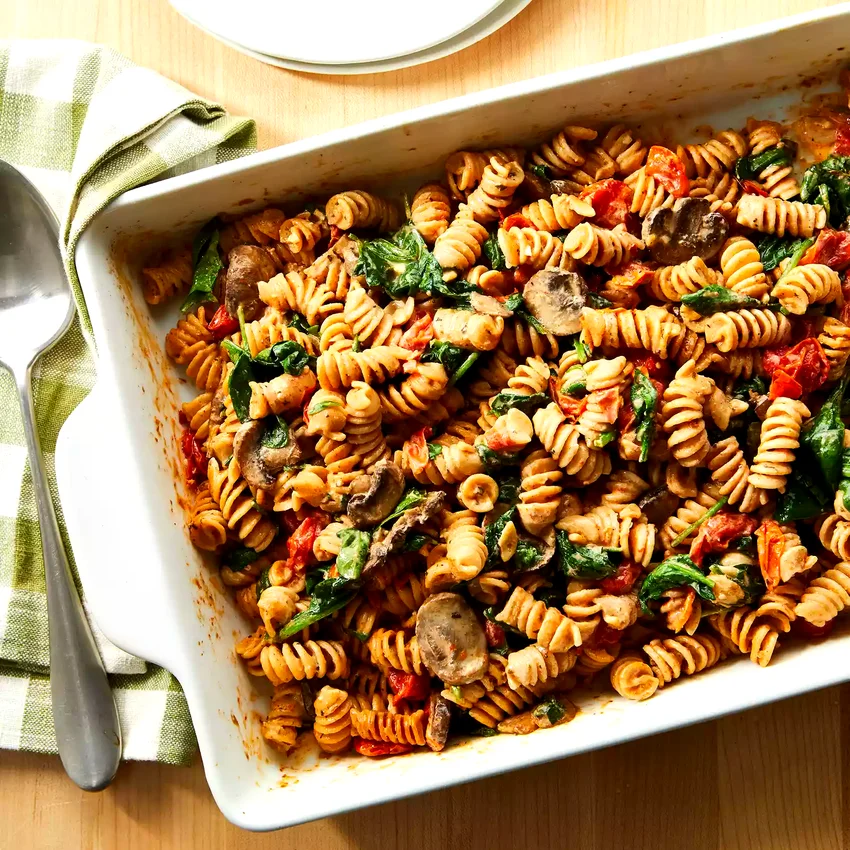 Creamy Boursin Pasta with Spinach, Mushrooms & Tomatoes