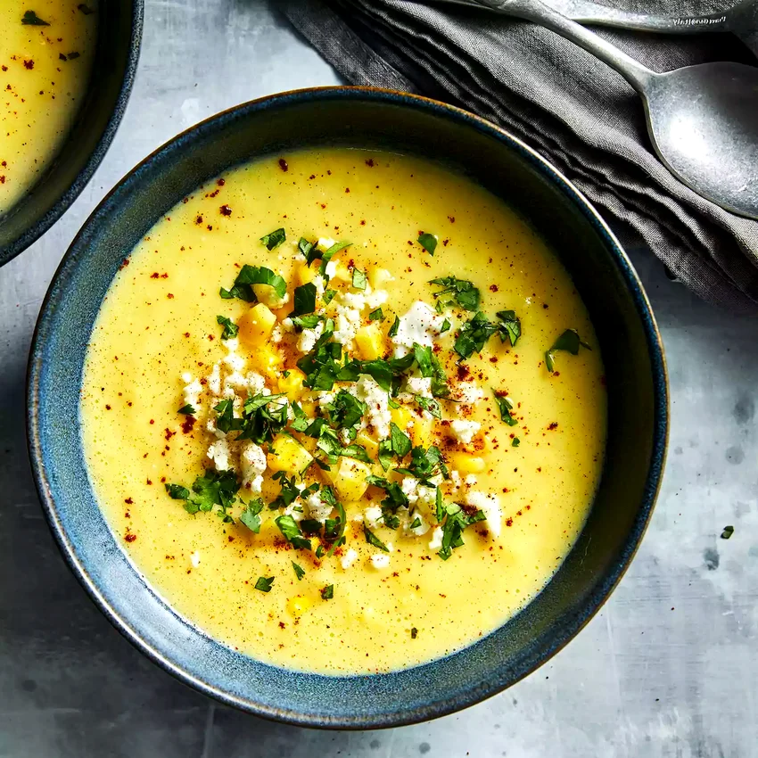 Creamy Corn Soup with Jalapeños & Cotija