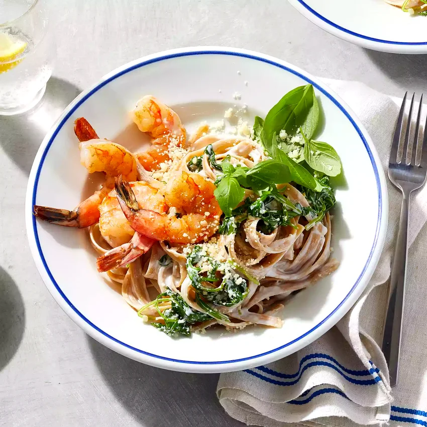 Creamy Lemon Pasta with Shrimp for Two