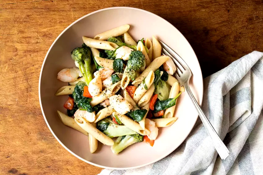 Creamy One-Pot Penne Primavera with Shrimp