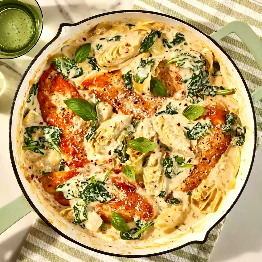 Creamy Spinach & Artichoke Chicken Skillet