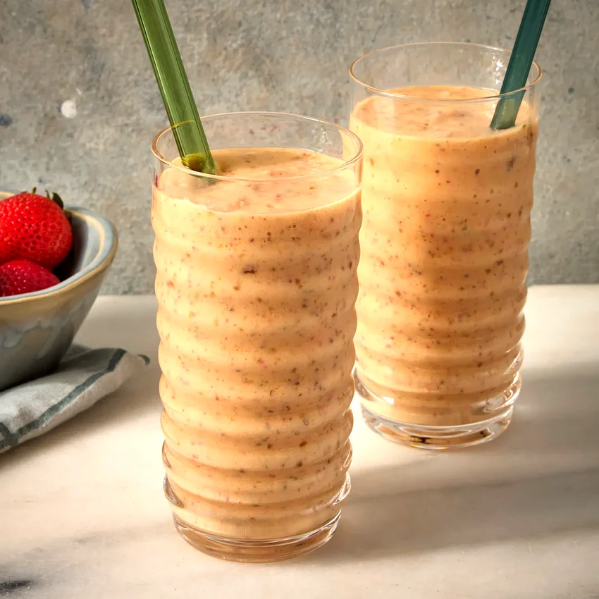 Creamy Strawberry-Mango Chia Seed Smoothie