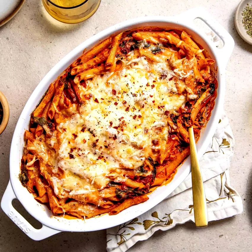 Creamy Sun-Dried Tomato & Roasted Red Pepper Casserole