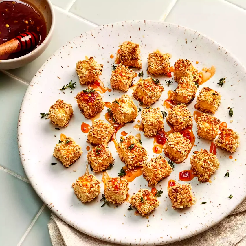 Crispy Hot Honey–Sesame Feta Bites