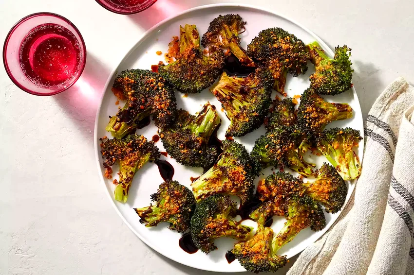 Crispy Smashed Broccoli with Balsamic & Parmesan