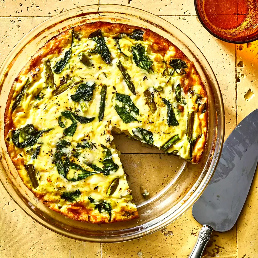 Crustless Spinach & Asparagus Quiche with Gruyère