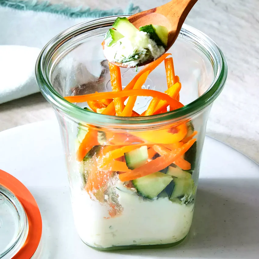 Cucumber-Dill Ricotta Snack Jar