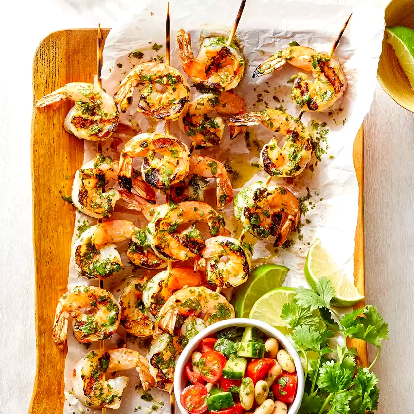Easy Grilled Shrimp with Cilantro Salsa Verde