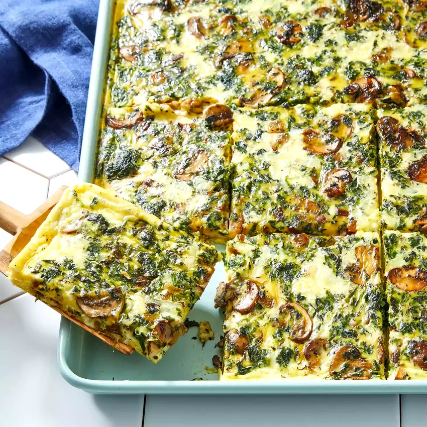 Easy Sheet-Pan Eggs with Mushrooms & Spinach