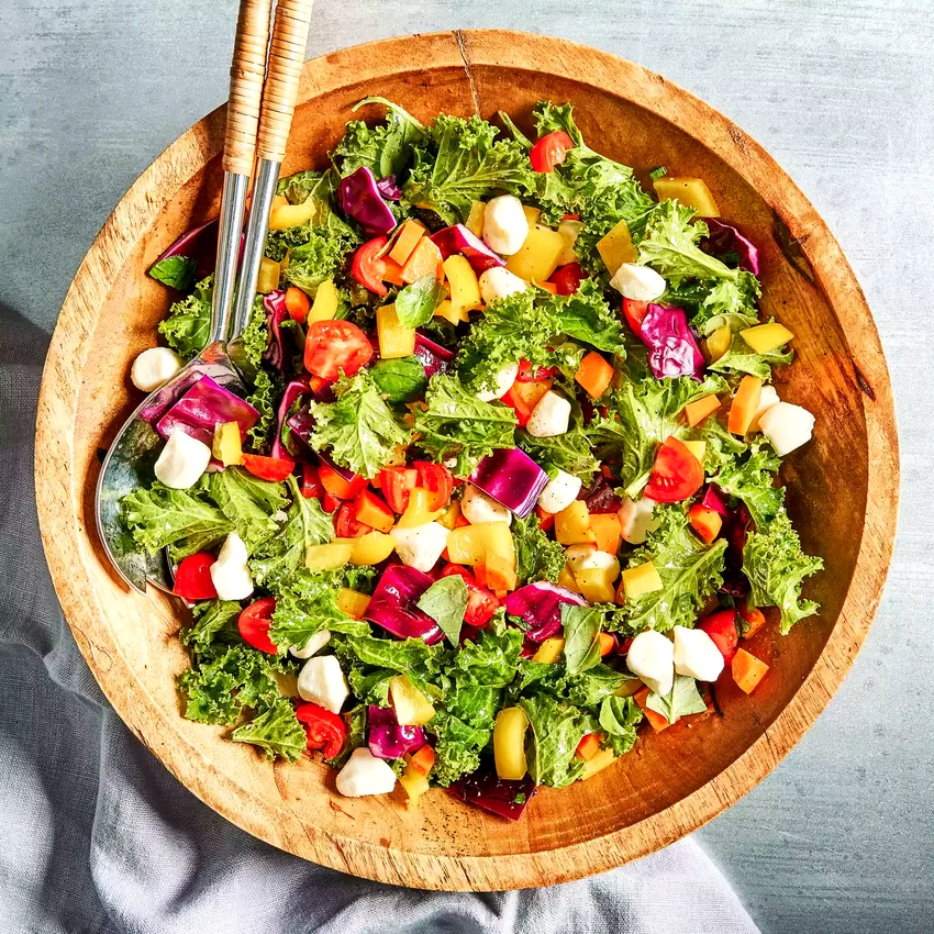 Eat-the-Rainbow Chopped Salad with Basil & Mozzarella