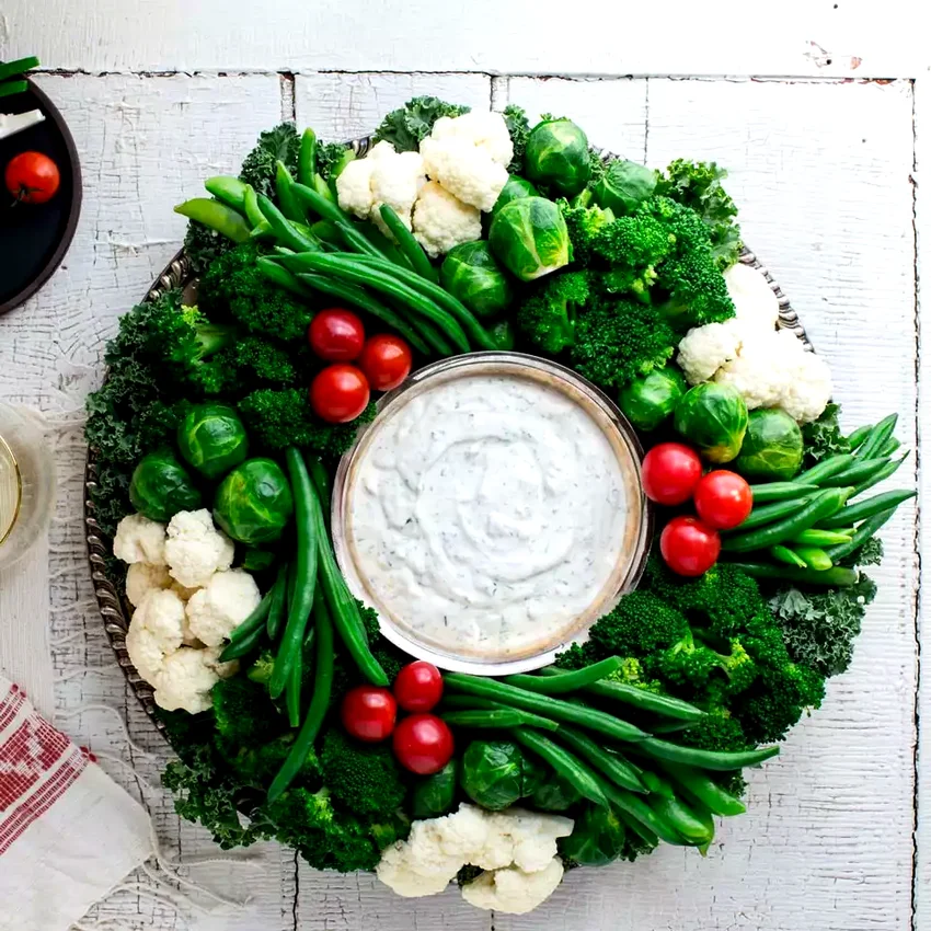 EatingWell Crudité Vegetable Wreath with Ranch Dip