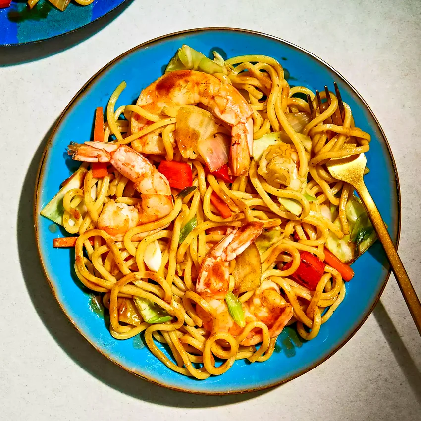 Ebi Yakisoba (Stir-Fried Noodles with Shrimp & Vegetables)