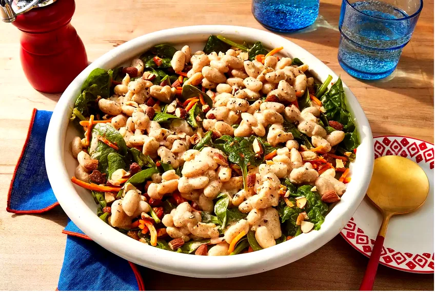 Fiber-Packed Spicy White Bean & Spinach Salad