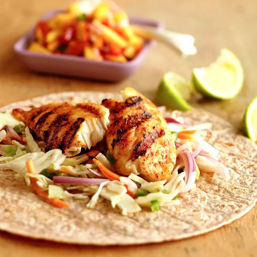 Fish Tacos with Jalapeño Slaw