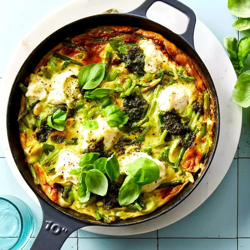 Frittata with Asparagus, Leek & Ricotta