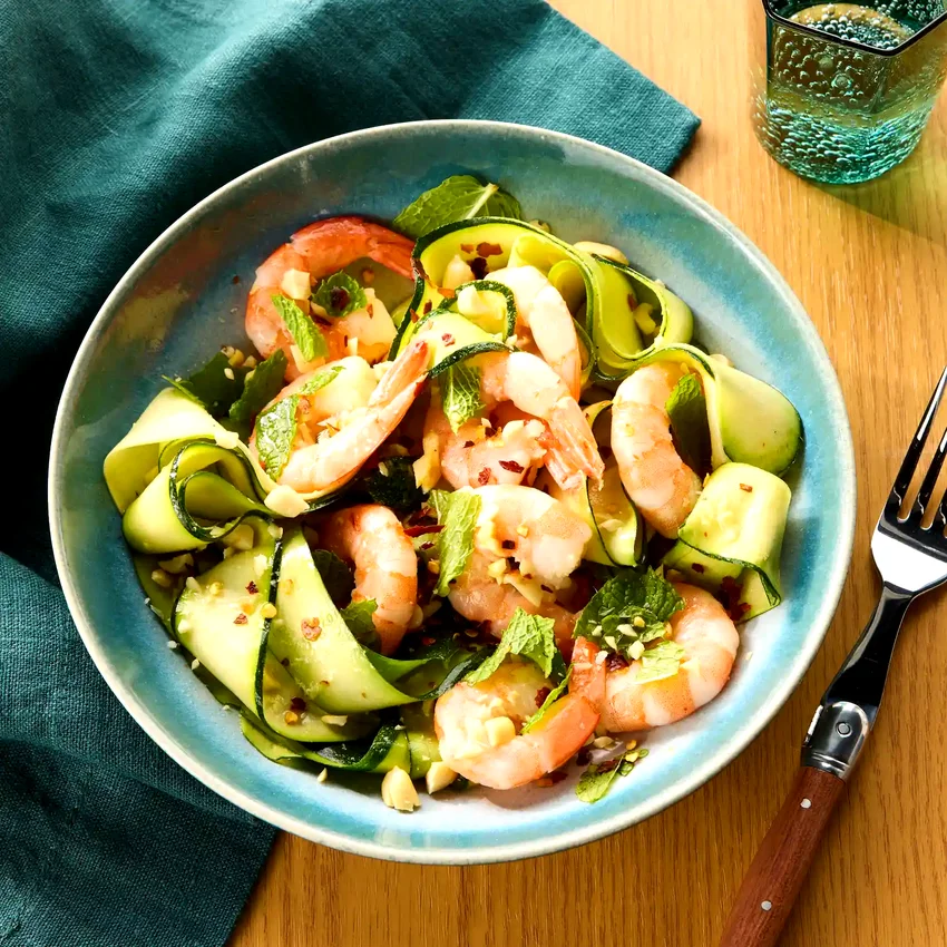 Ginger-Soy Zucchini Noodles with Shrimp