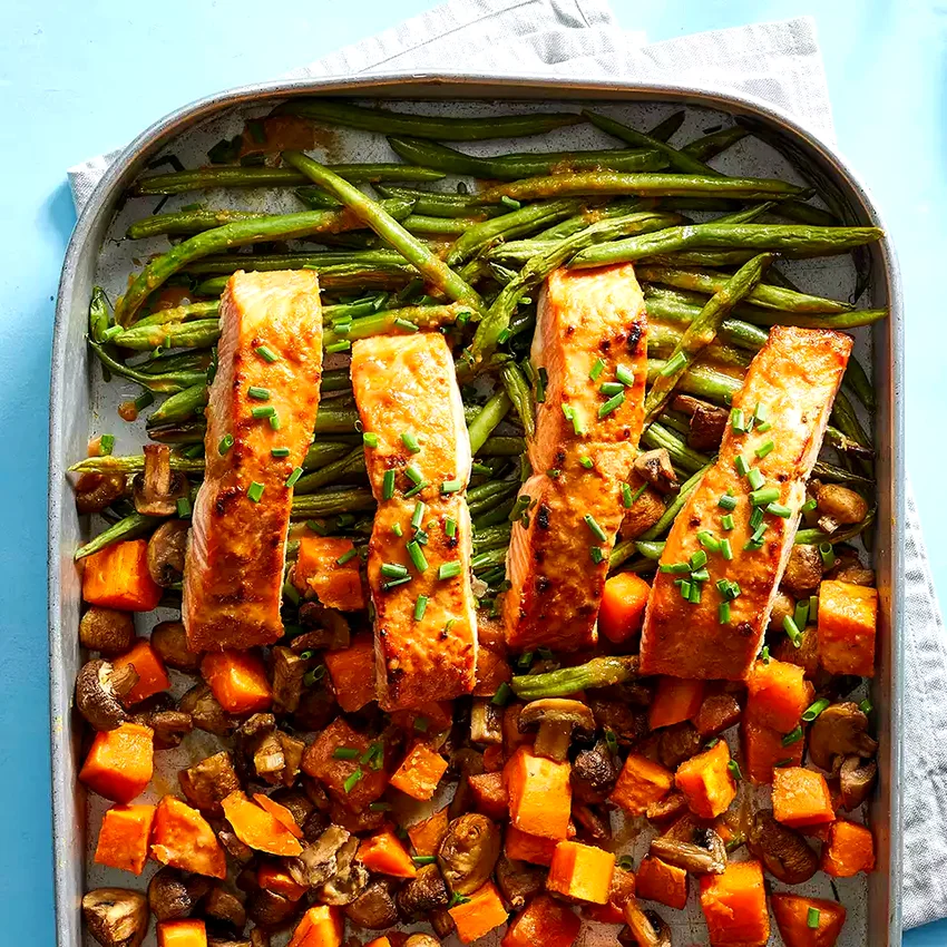 Ginger-Tahini Oven-Baked Salmon & Vegetables