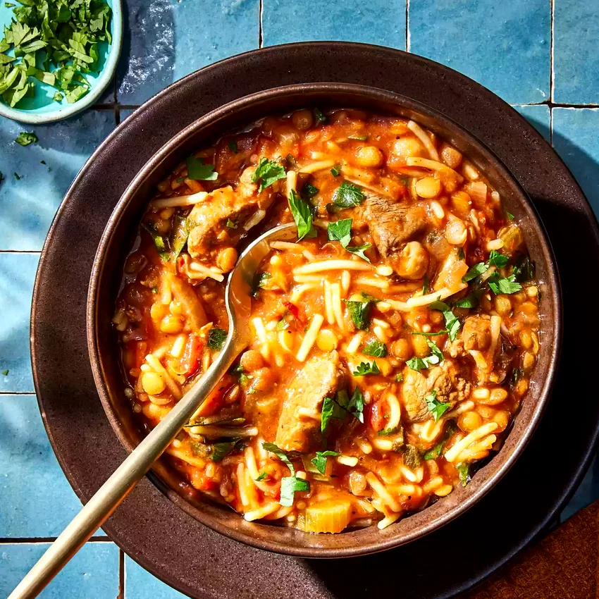 Harira (Moroccan Tomato, Lentil & Beef Soup)
