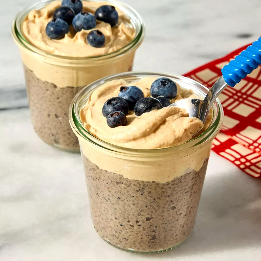 High-Protein Blueberry & Peanut Butter Chia Pudding