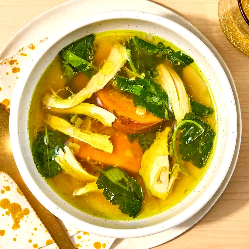 High-Protein Lemon & Turmeric Chicken Soup