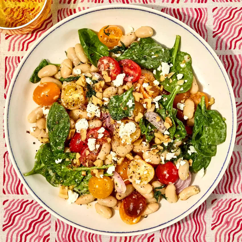 High-Protein White Bean Salad with Feta & Lemon-Garlic Vinaigrette