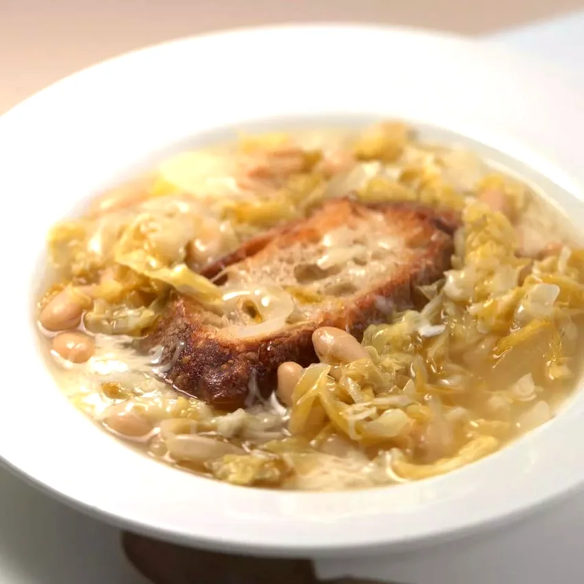 Italian Peasant Soup with Cabbage, Beans & Cheese