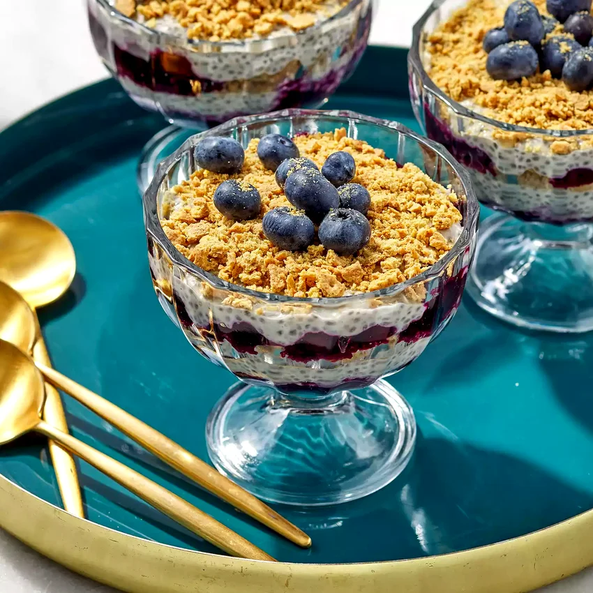 Lemon-Blueberry Cheesecake Chia Pudding